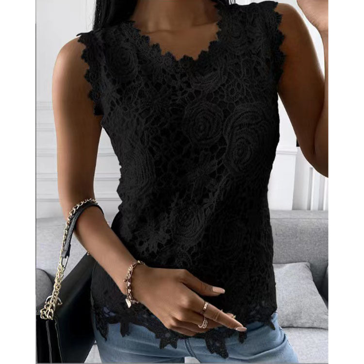 Classy Pretty Women's Summer Lace Shirt Blouses