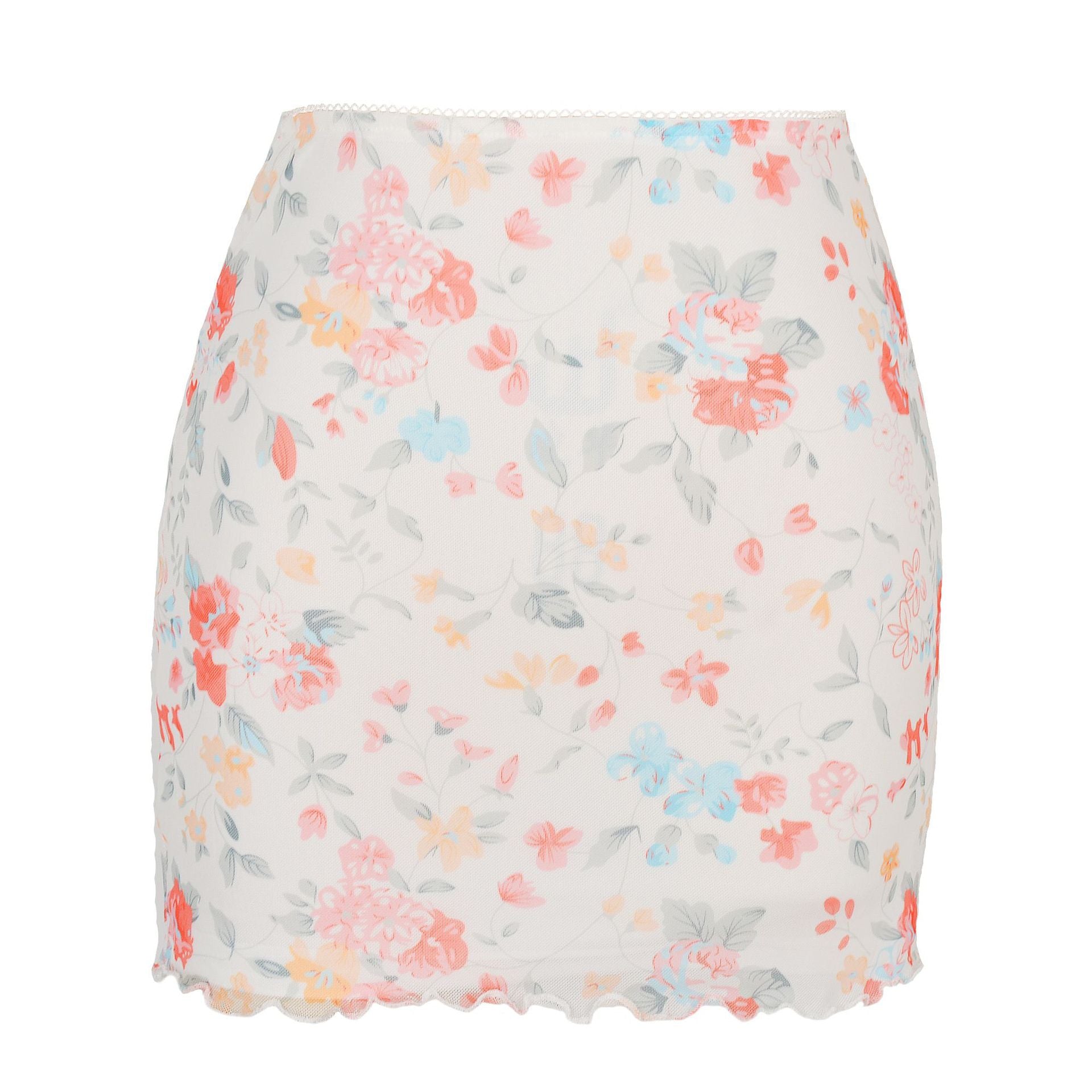 Women's Printed Tulle High Waist Double-layer Slim Skirts