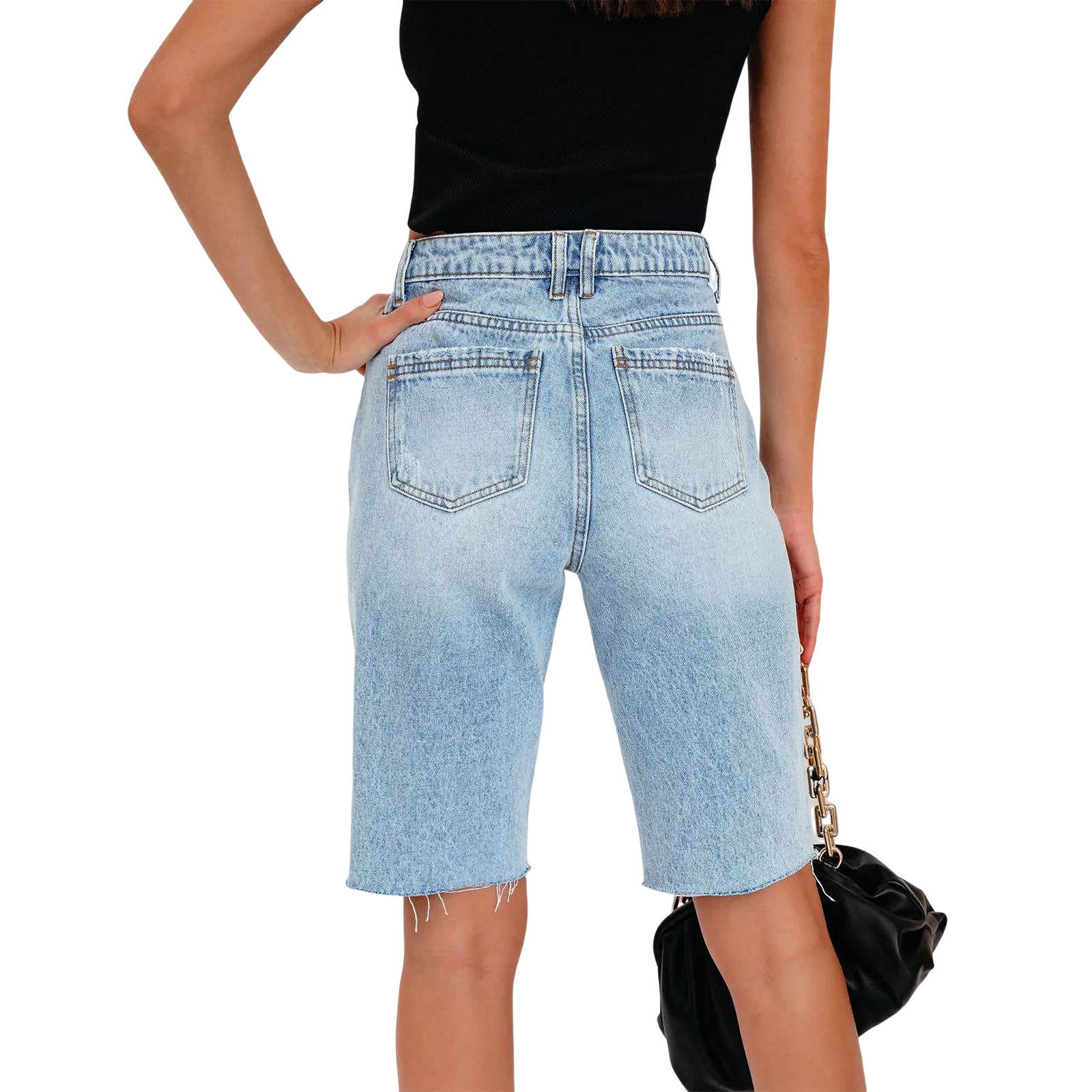 Women's Summer High Stretch Feet Mid-waist Cropped Jeans
