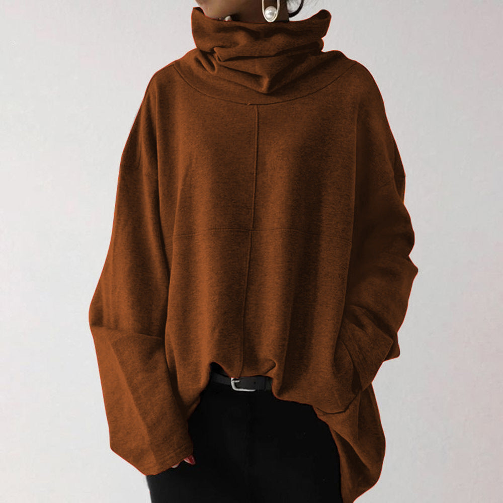 Women's Loose Casual Long Sleeves Turtleneck Pullover Coats