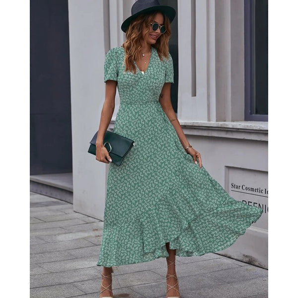 Floral Print Sleeve Bohemian Expansion For Dresses