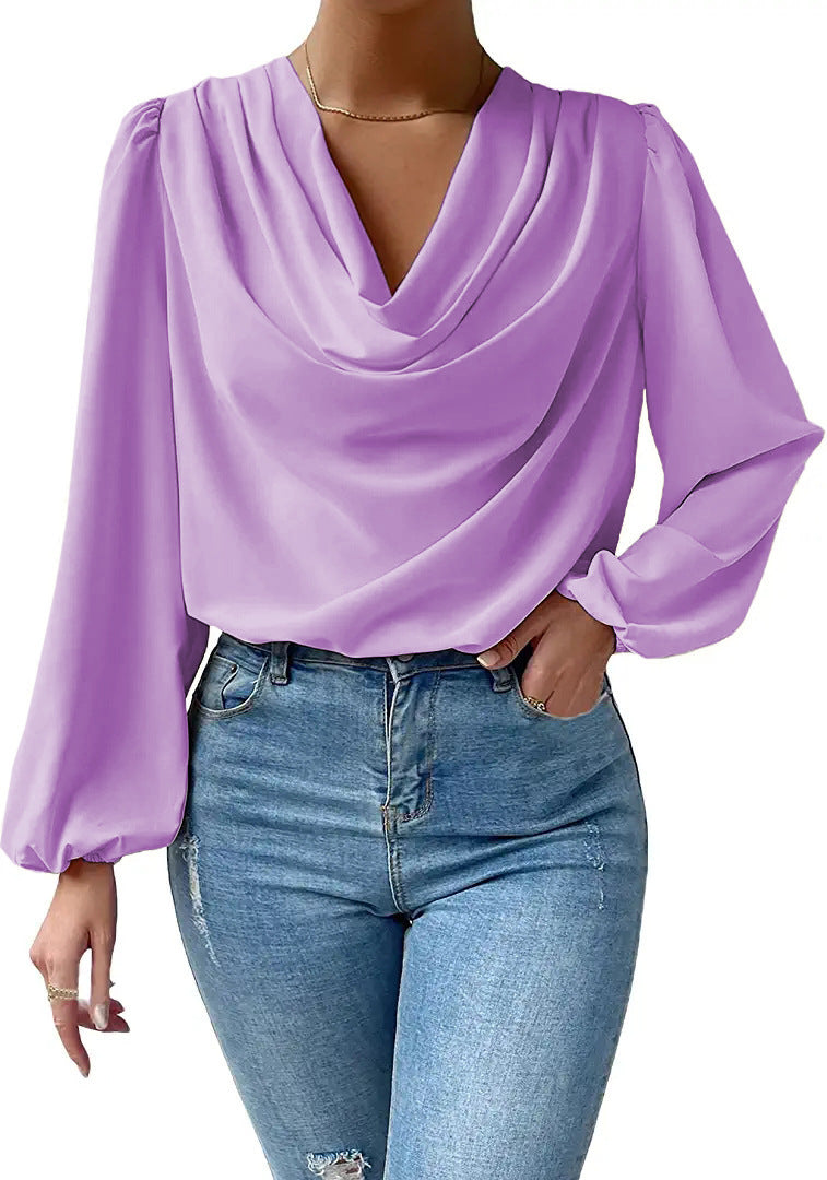 Women's Durable Long-sleeved Loose Draped V-neck Clothing