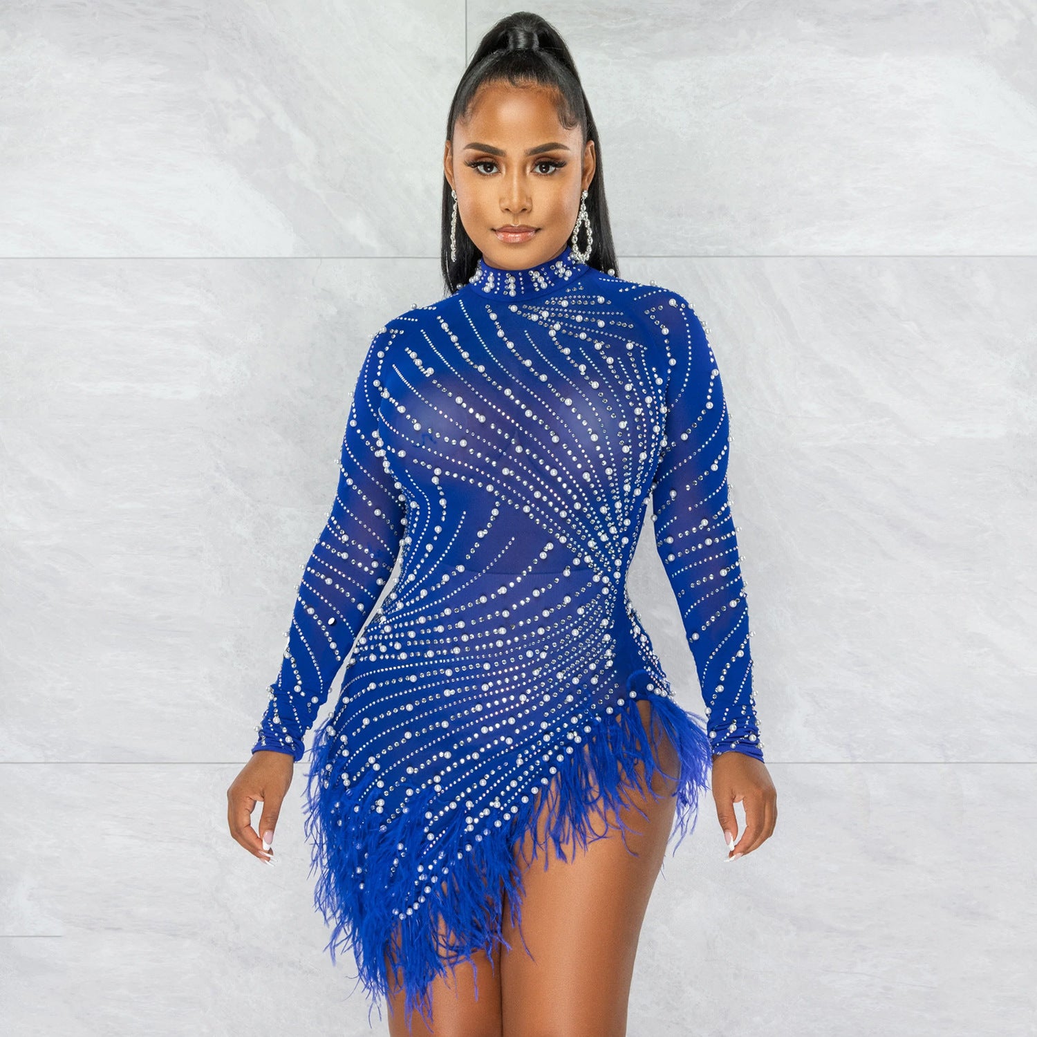 Robe d'été sexy en maille et strass pour femmes