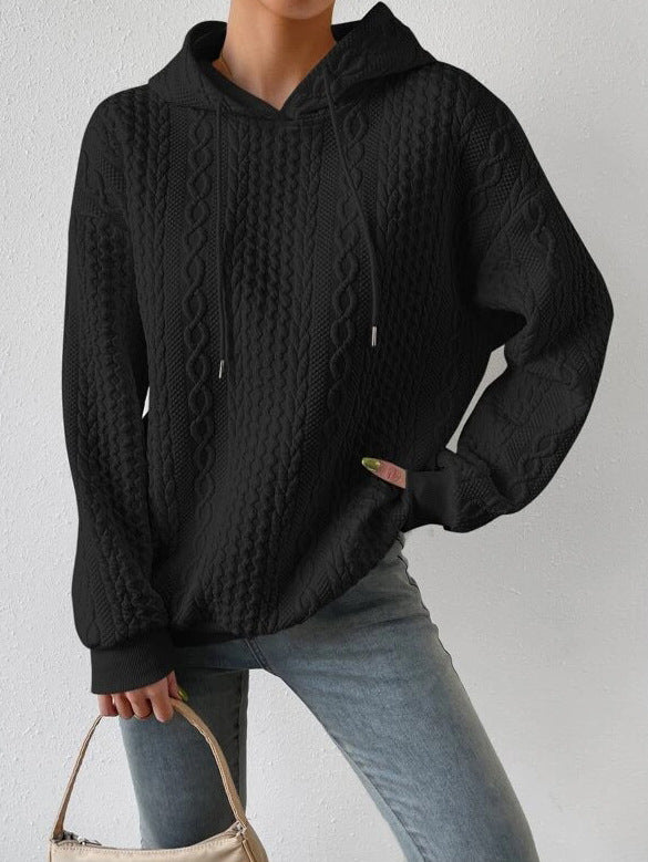 Women's Autumn Jacquard Hooded Long Sleeve Loose Sweaters