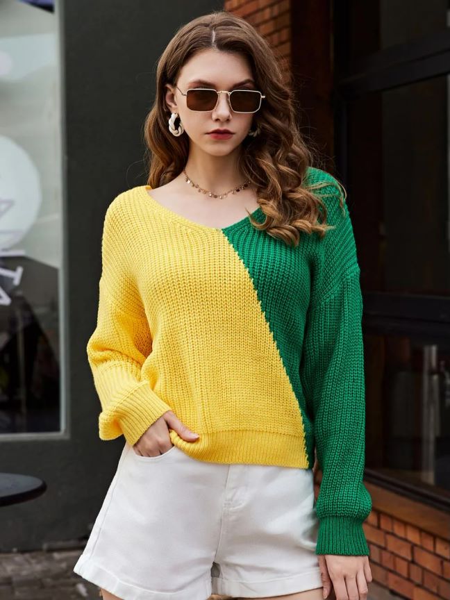 Women's Classic Trendy Long Sleeve Mosaic Sweaters