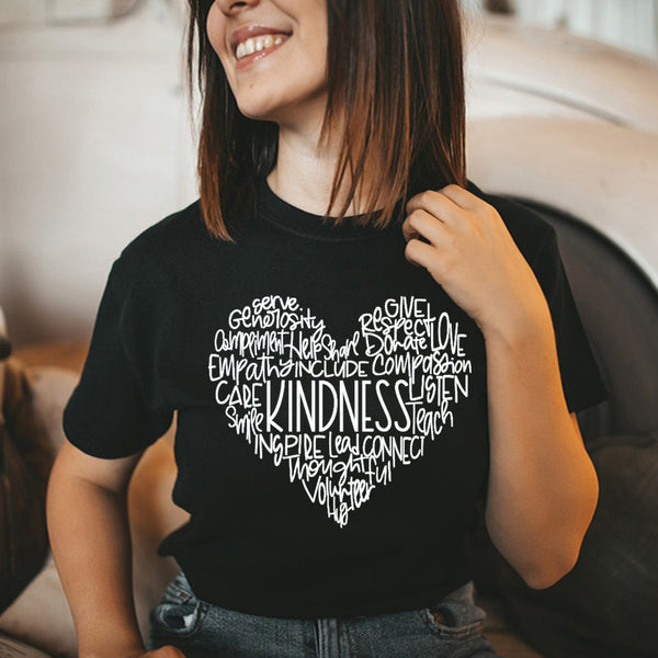 Chemisiers d'été à manches T-shirt imprimé lettre d'amour pour femmes