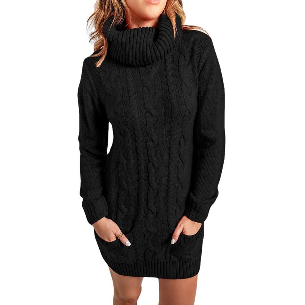 Women's Turtleneck Round Neck Knitted Dress Sweaters