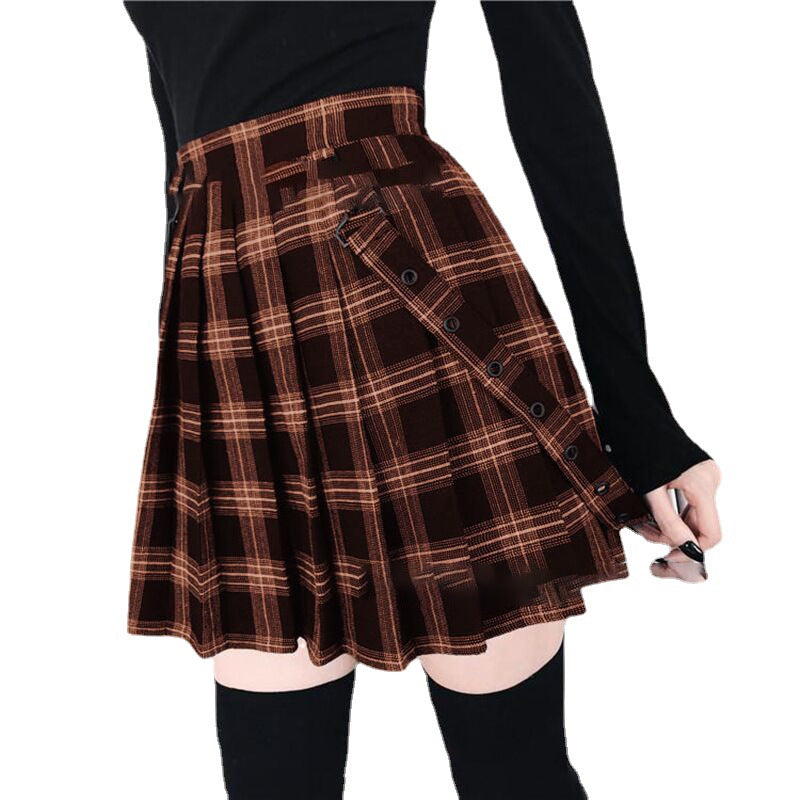 Plaid Printed Stretch Teenage Leisure Out Skirts