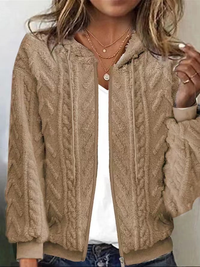 Women's Comfort And Casual Hooded Jacquard Long-sleeved Sweaters