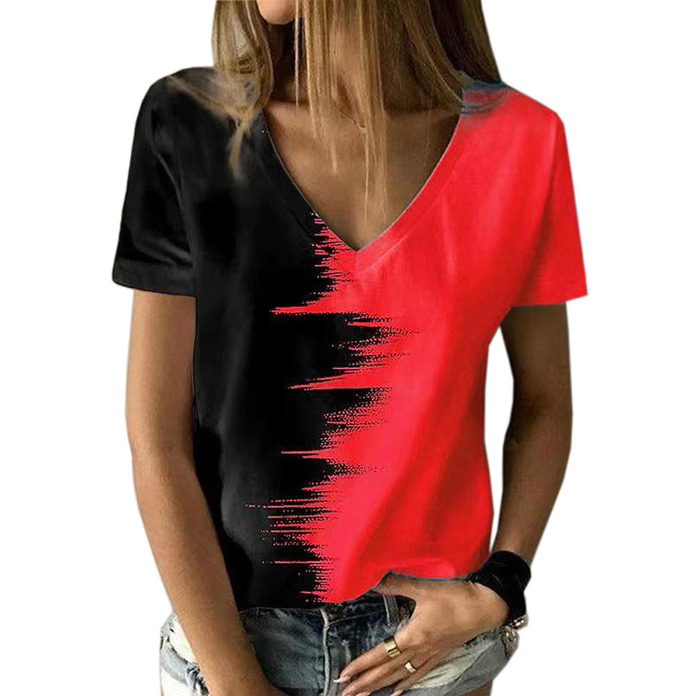 Women's Summer Large Color Shirt V-neck Sleeve Blouses