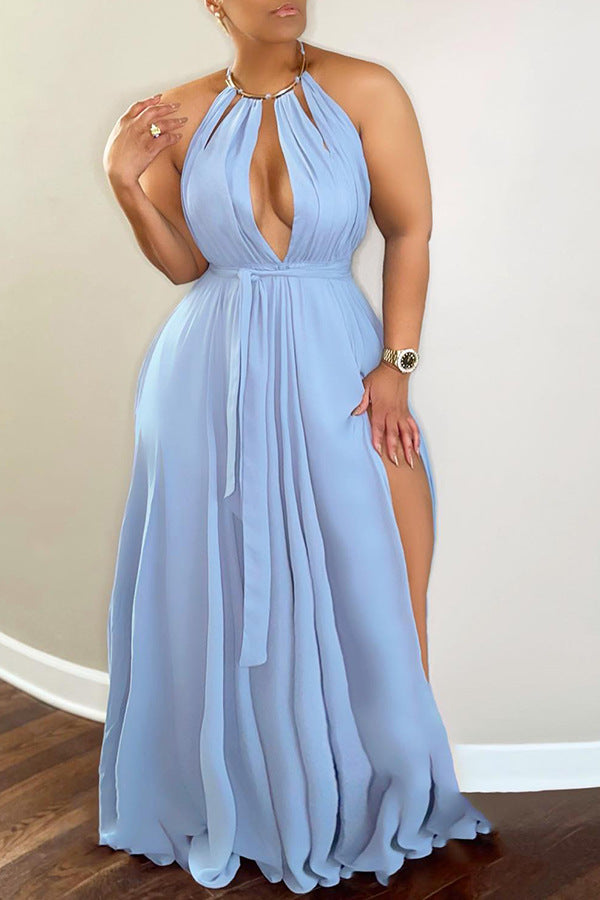 Women's Hollow Out Strap Halter High Sexy Dresses