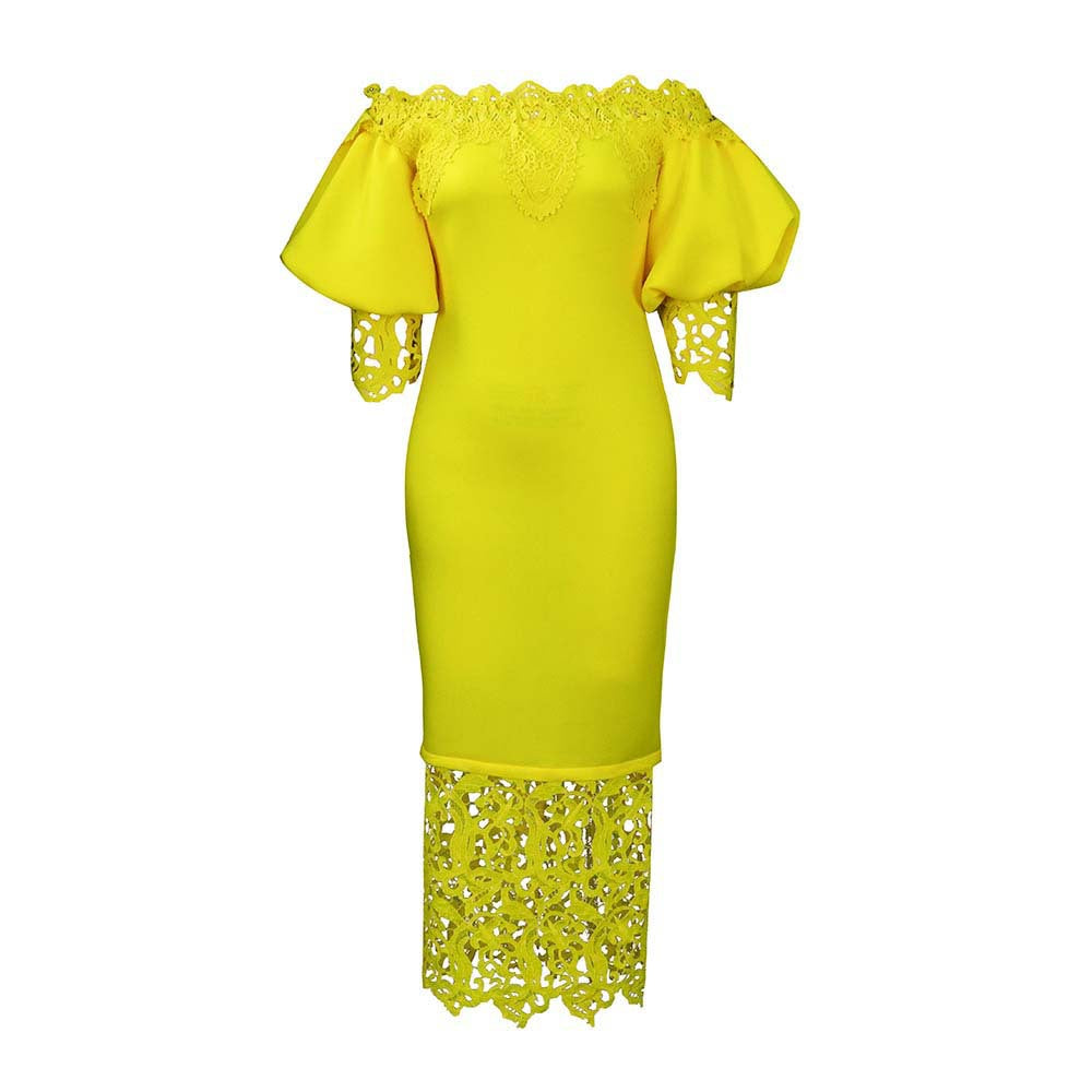 Women's Large Fashionable Elegant Lace Stitching Dress Dresses