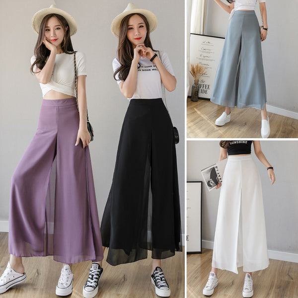 Women's High Waist Slimming Silk Chiffon Wide Leg Thin Pants