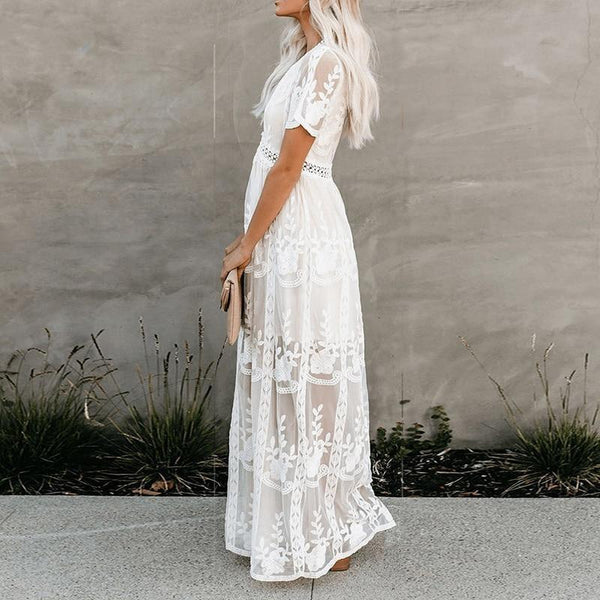 Women's Summer Lace Sleeve Chiffon Dress Blouses