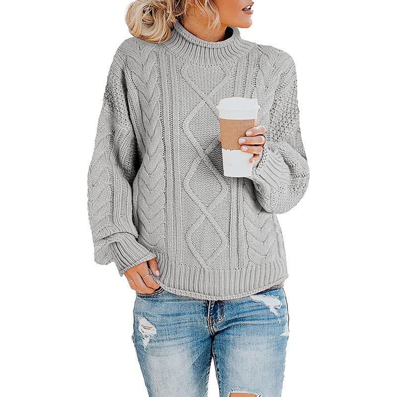 Women's Versatile Thick Thread Turtleneck Pullover Sweaters