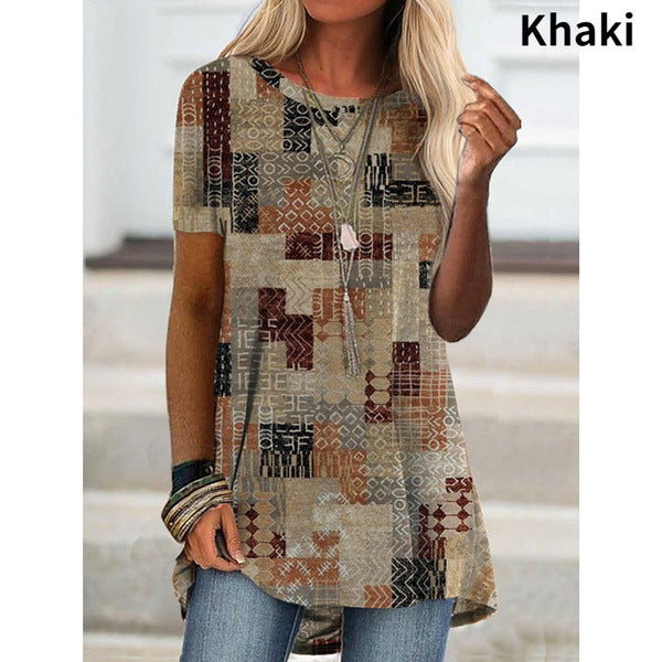 Women's Spring Fashion Wear Sleeve Digital Printing Blouses