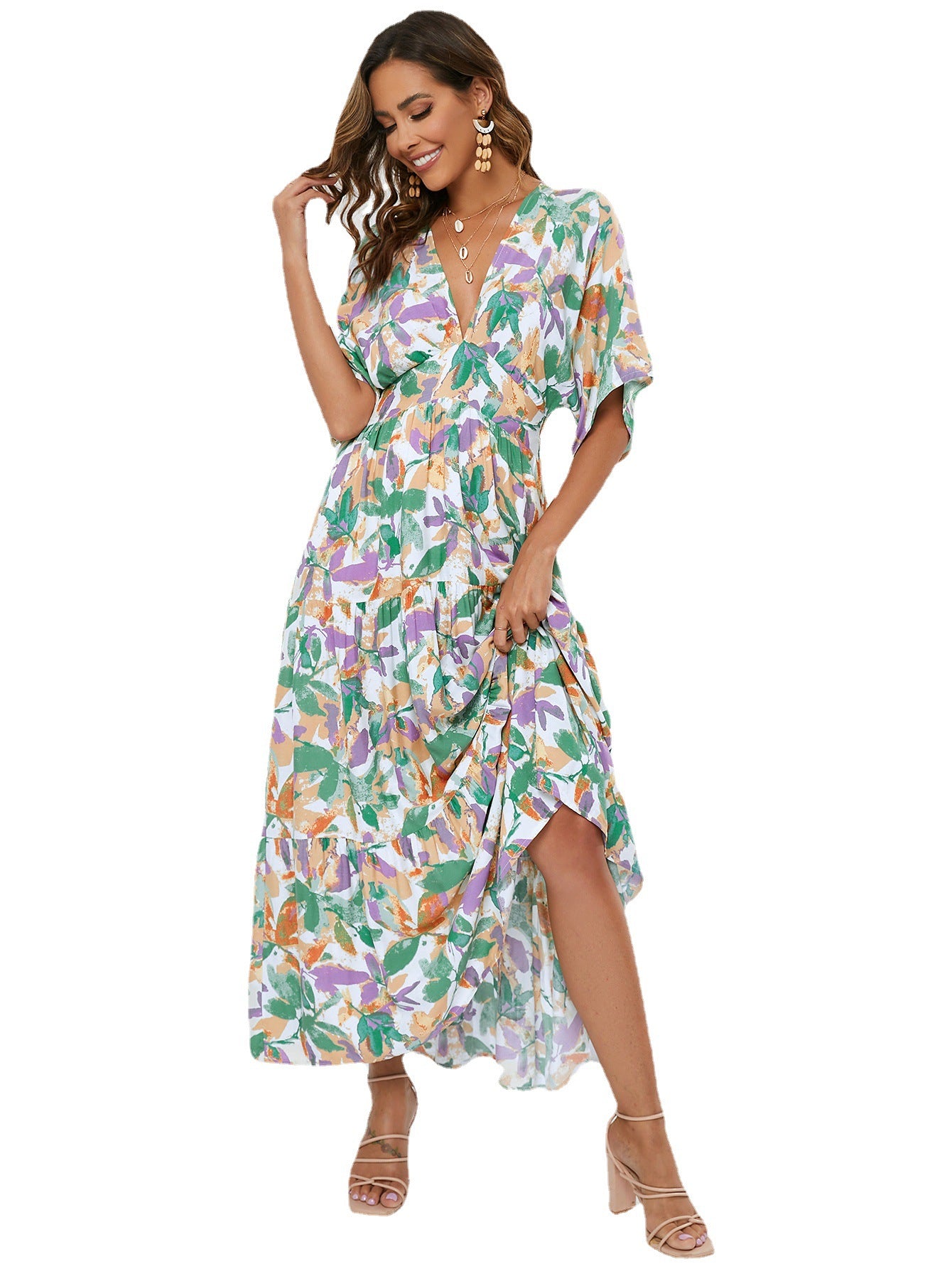 Women's Summer Batwing Sleeve Long Dress Beach Dresses