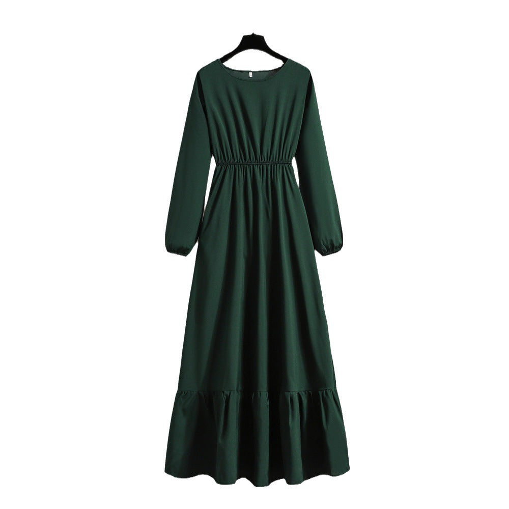 Women's Dress Solid Color Pullover Sleeve Waist Dresses