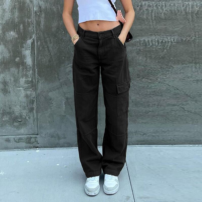 Women's Autumn Street Retro Color Pocket Loose Jeans