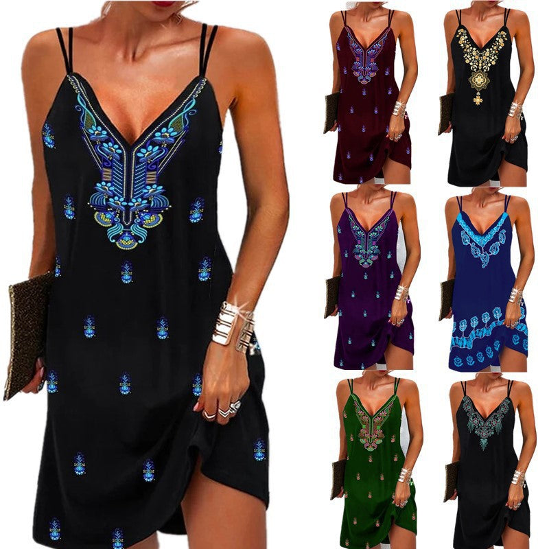 Women's Beautiful Durable Bohemian V-neck Dress Dresses