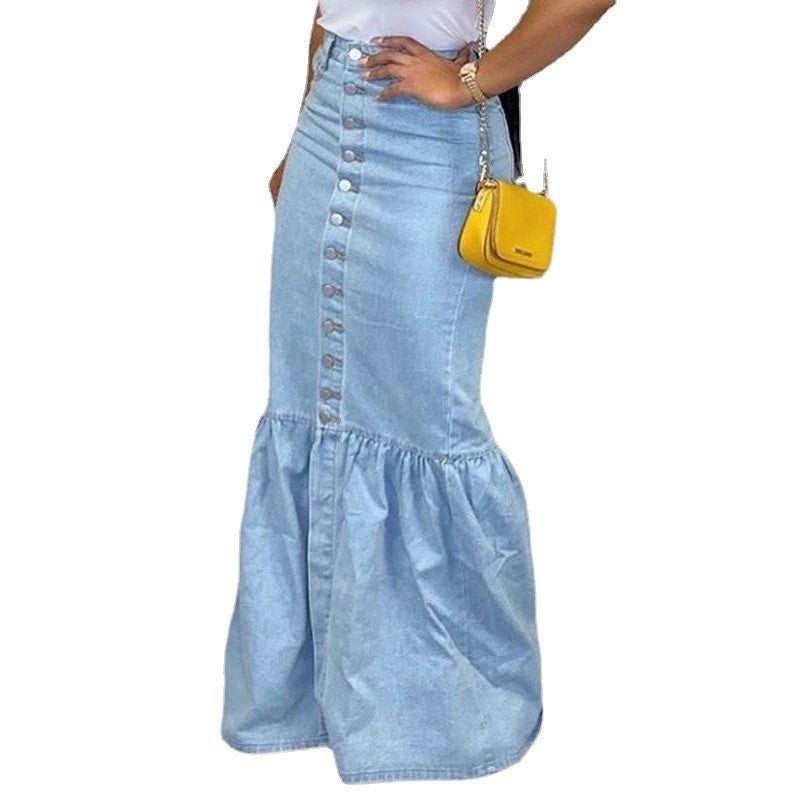 Durable Comfortable Stretch Denim Long Fishtail Skirts