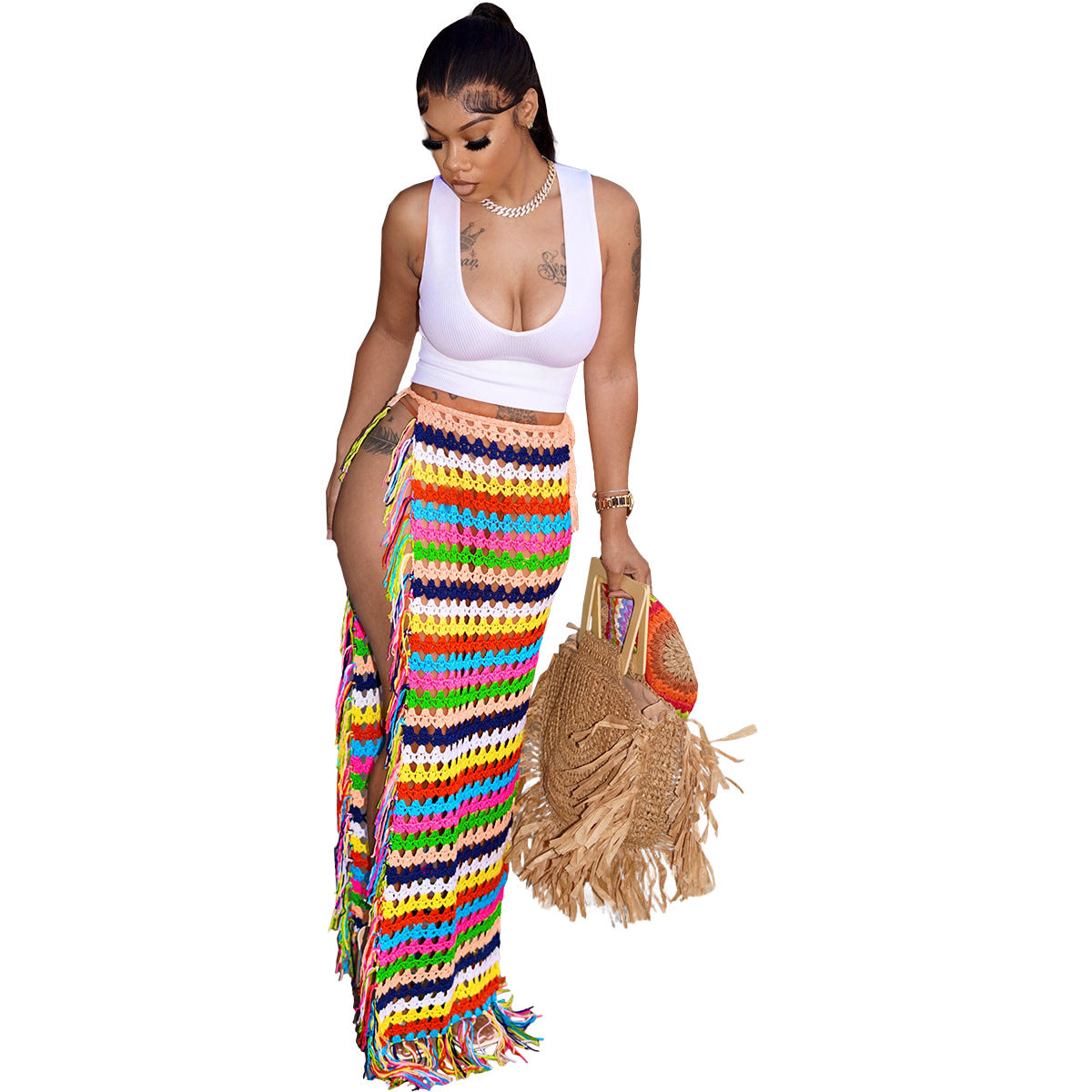 Women's Sexy Handmade Crocheted Tassel Beach Skirts