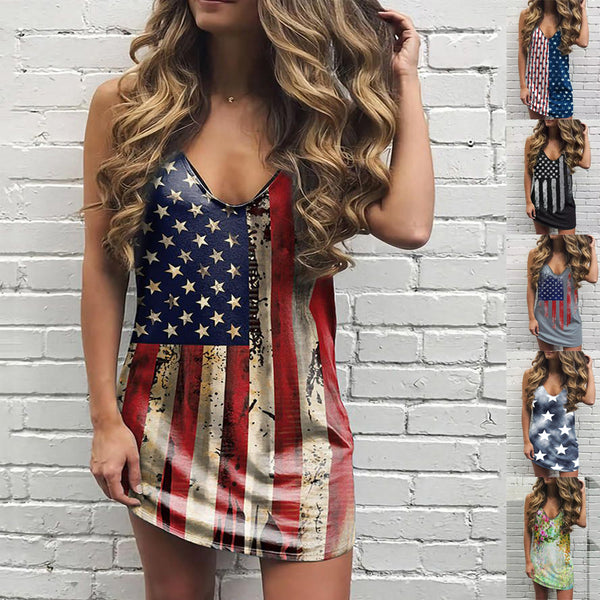 Robes sans manches imprimées Cool Independence Day pour femmes