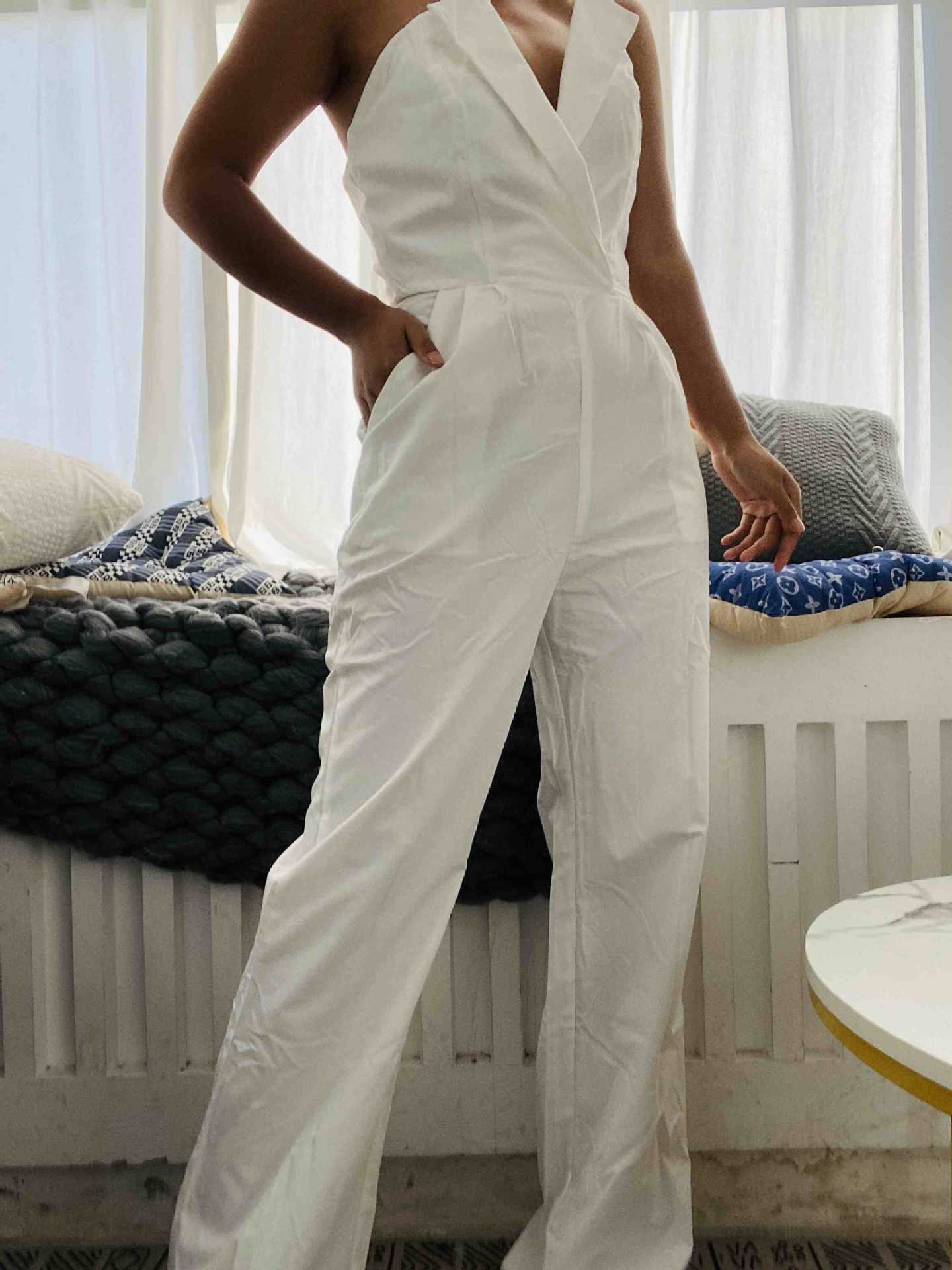 Chinese Long Style Slant Mid-waist Temperament Jumpsuits