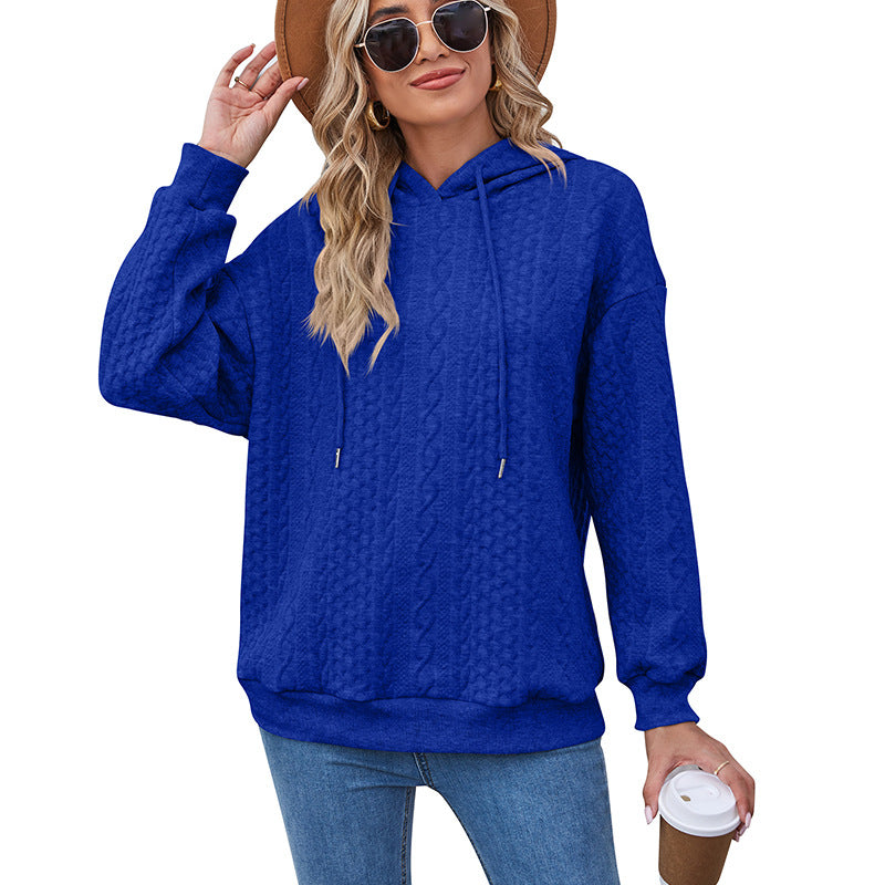 Women's Autumn Jacquard Hooded Long Sleeve Knitted Clothing