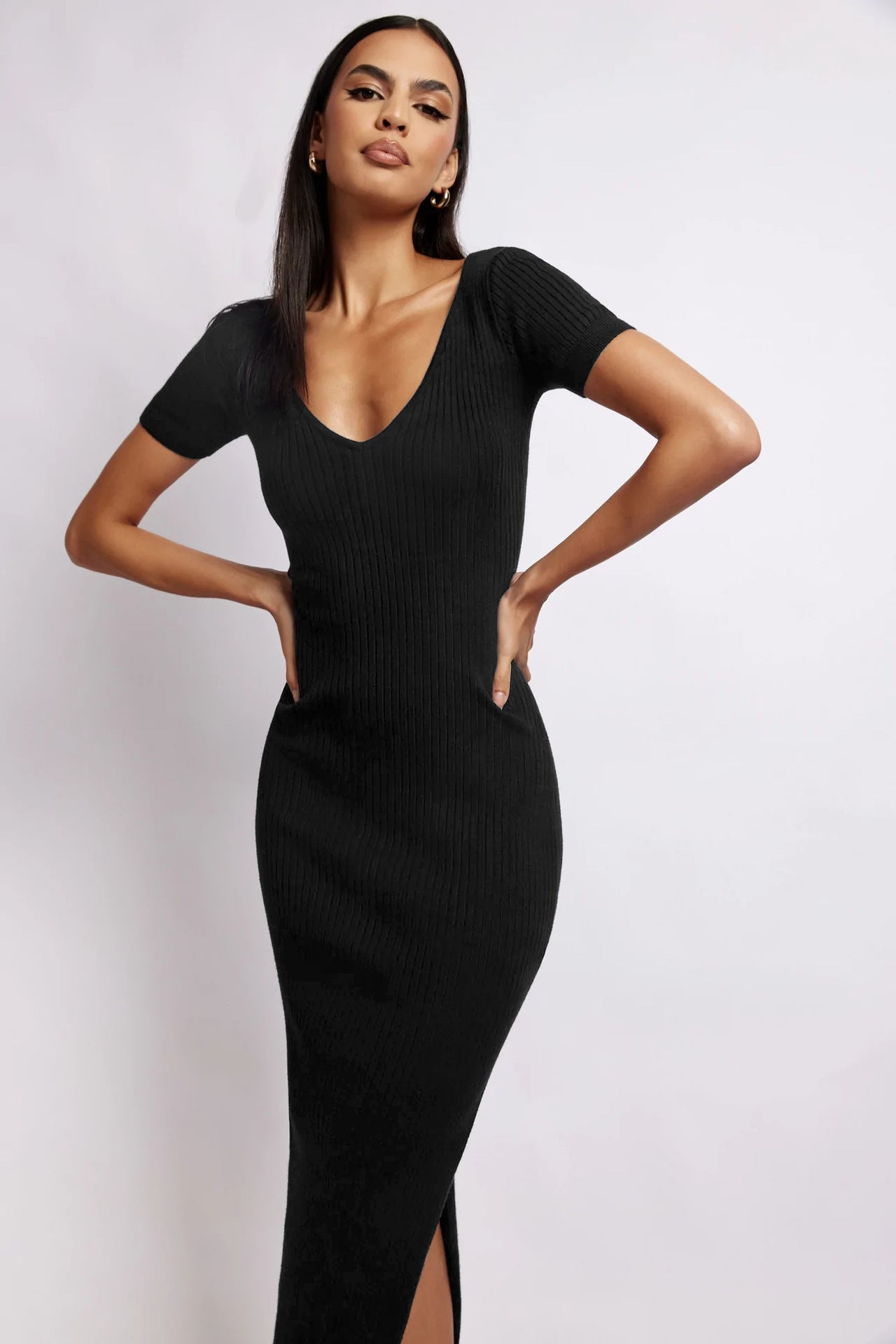 Women's Sexy V-neck Tight Mid-length Dress Dresses