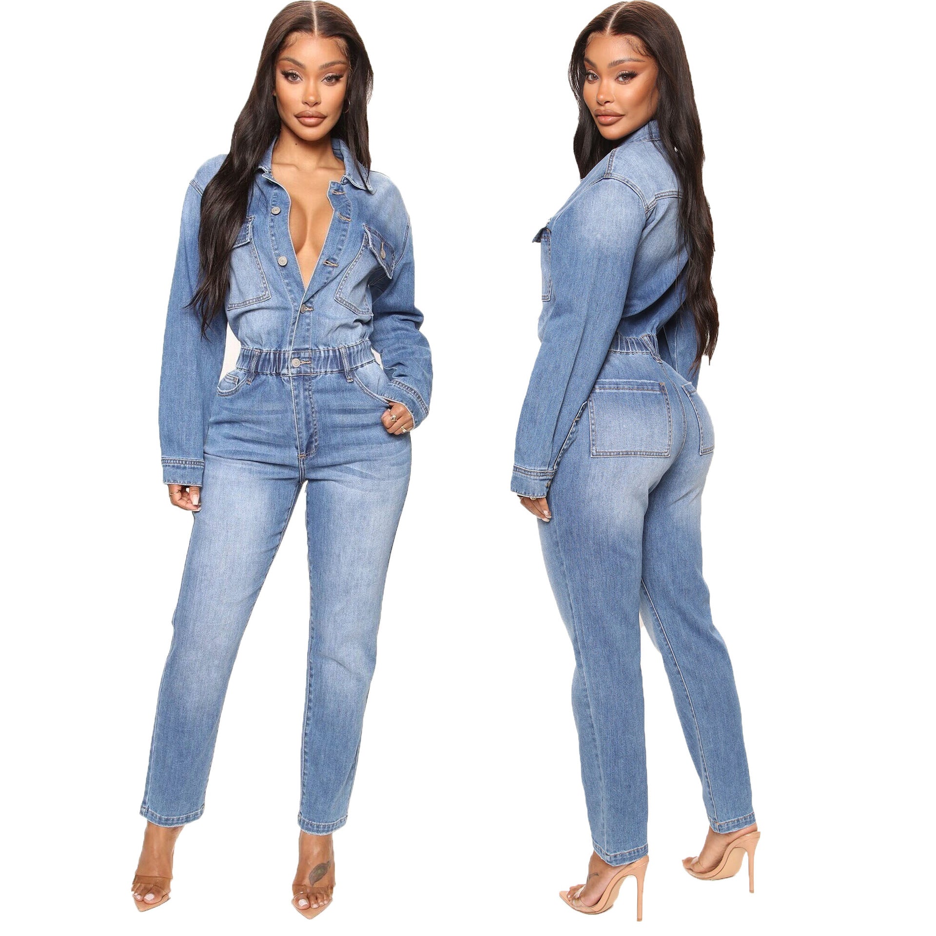 Attraktive, legere, kreative, elegante Slim-Fit-Stretch-Jumpsuits