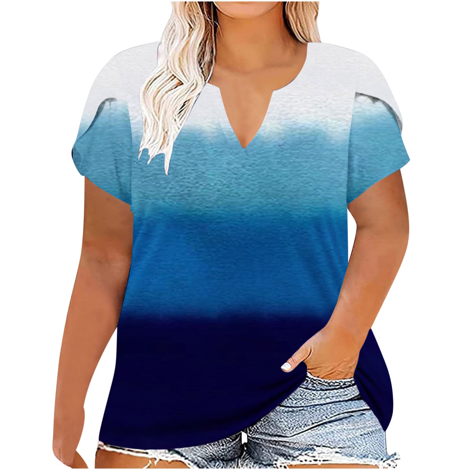 Women's Cool Innovative V-neck Short-sleeved Printed Blouses