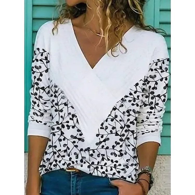 Women's Creative Printed Long-sleeved Casual T-shirt Blouses