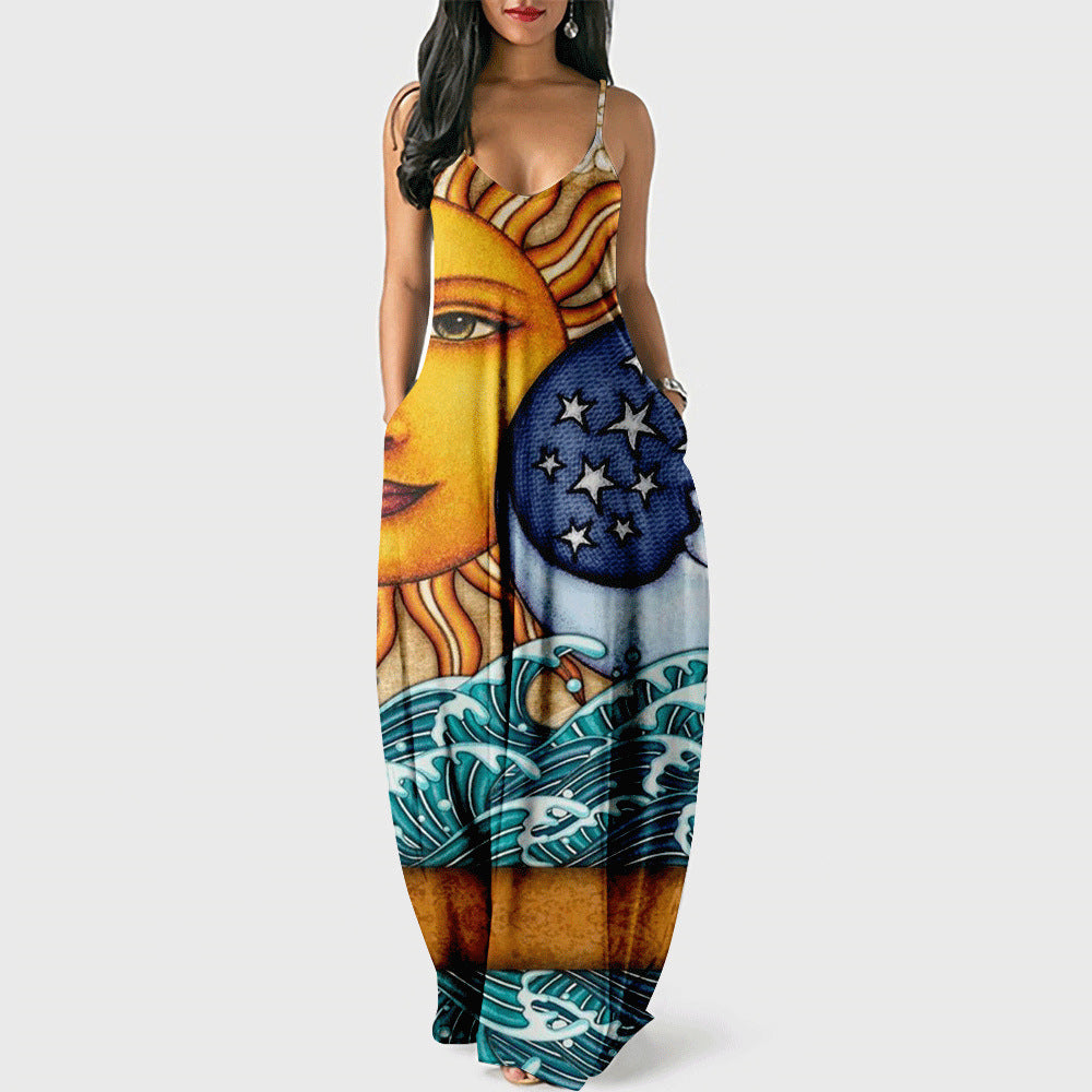 Summer Sling Maxi Dress Female Waist Dresses