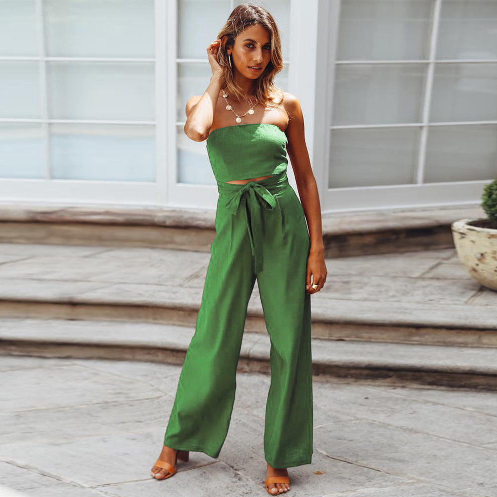 Casual Fashion Set Sexy Backless Slim Fit Jumpsuits