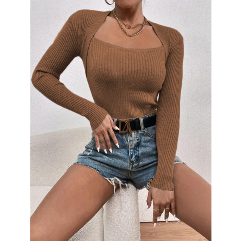 Charming Women's Slim-fit Long-sleeved Knitted Shirt Sweaters