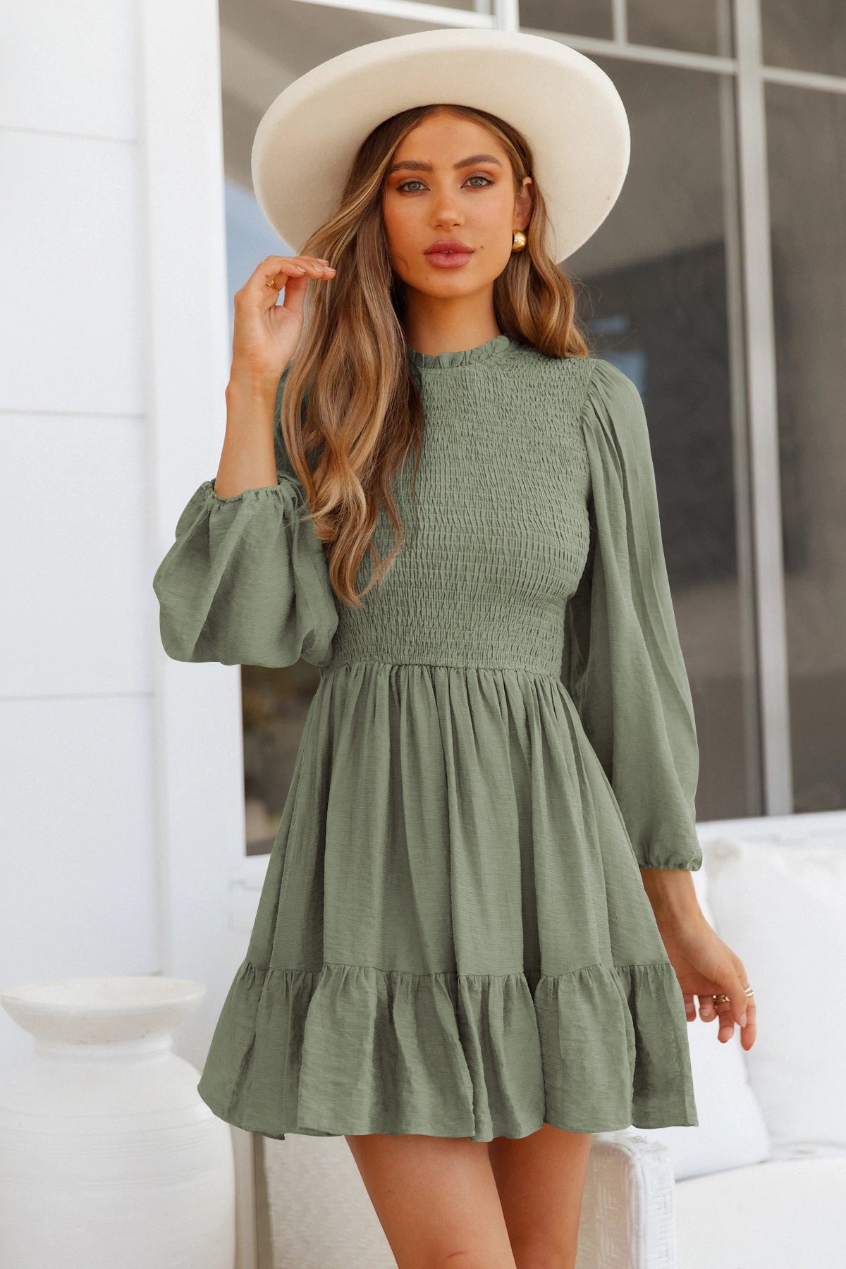 Women's Autumn Fashion Long-sleeved Ruffled Elegant Dress Dresses