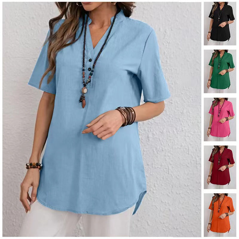 Women's Glamorous Solid Color Button Sleeve Blouses