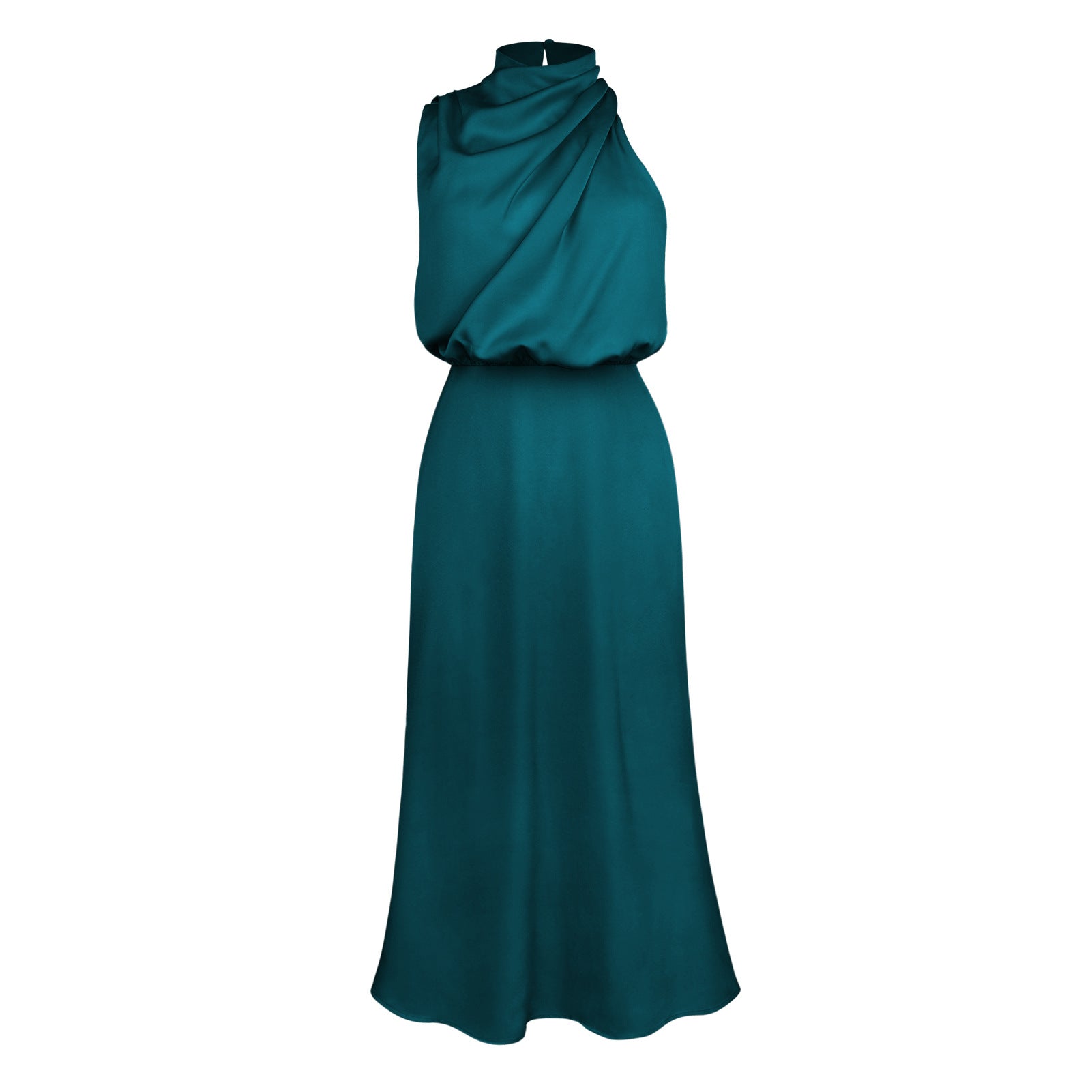 Women's Cool Bridesmaid Midi Halter Satin Dresses