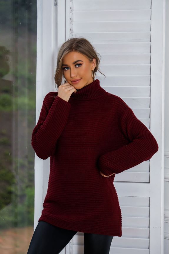 Classy High-grade White Turtleneck Long-sleeved Pullover Sweaters