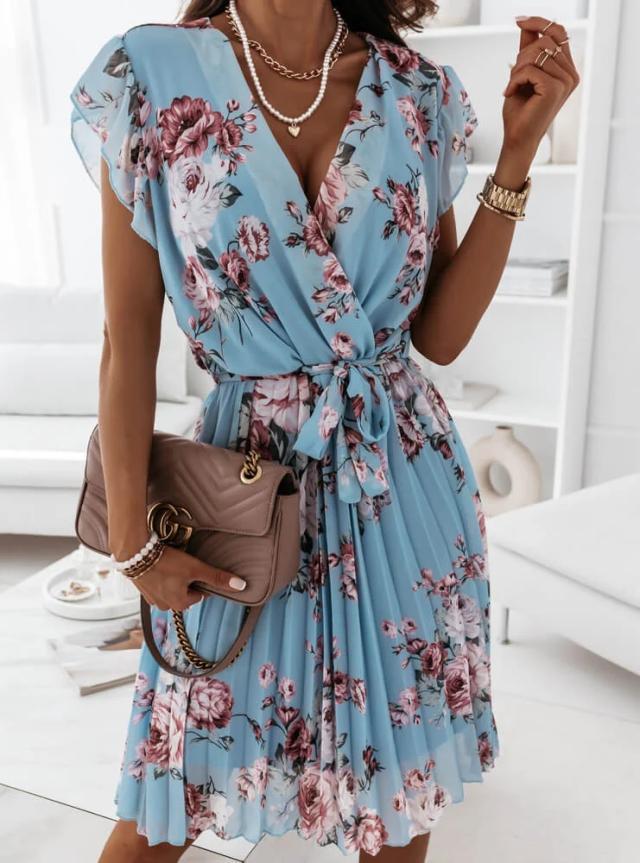 Women's Summer Ruffled Sleeves Digital Printed Dress Dresses