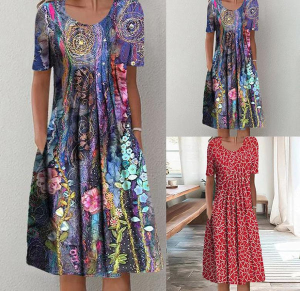 Women's Elements Printed Sleeves Round Neck Dresses