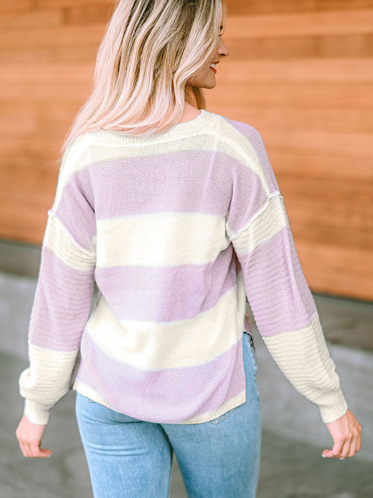 Women's Style Pullover Autumn Striped Printed Long Sweaters