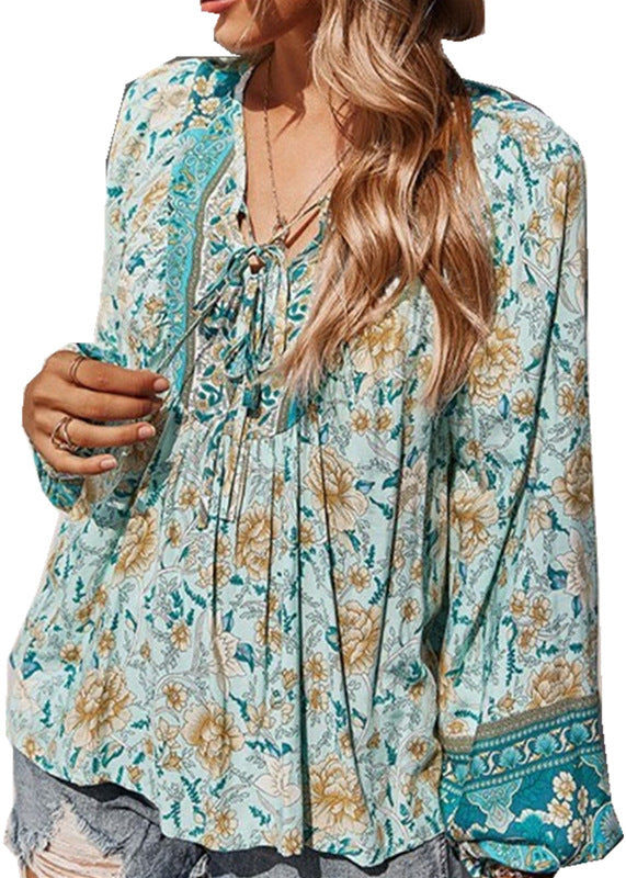 Pullover Print Loose Casual Long Sleeve Blouses