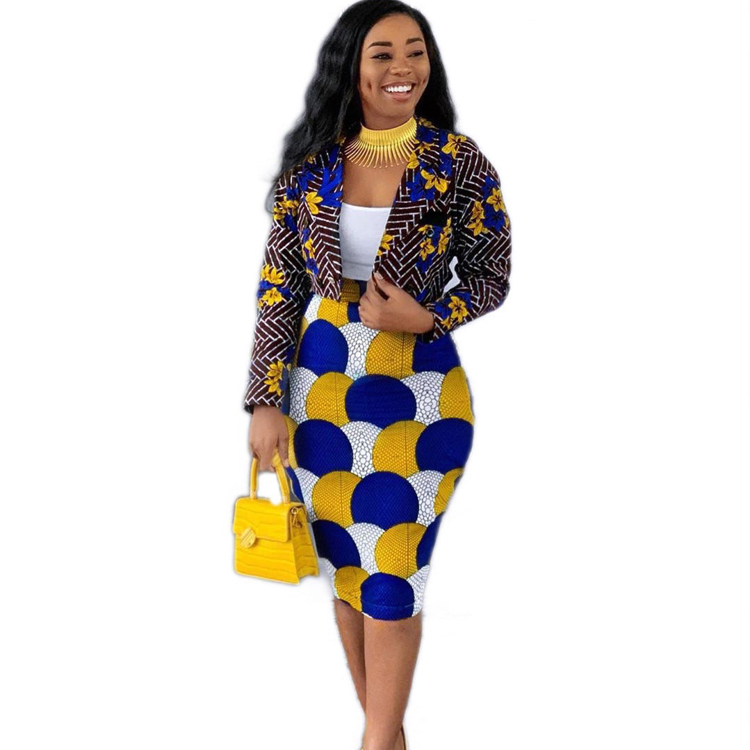 Women's African Wear Autumn Print Fashionable Two-piece Suits