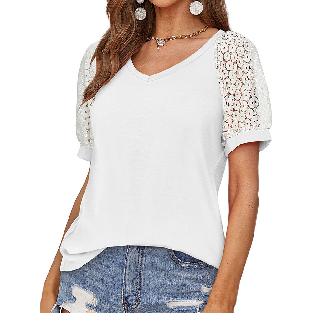 Women's Unique Cool Lace Short-sleeved T-shirt Blouses