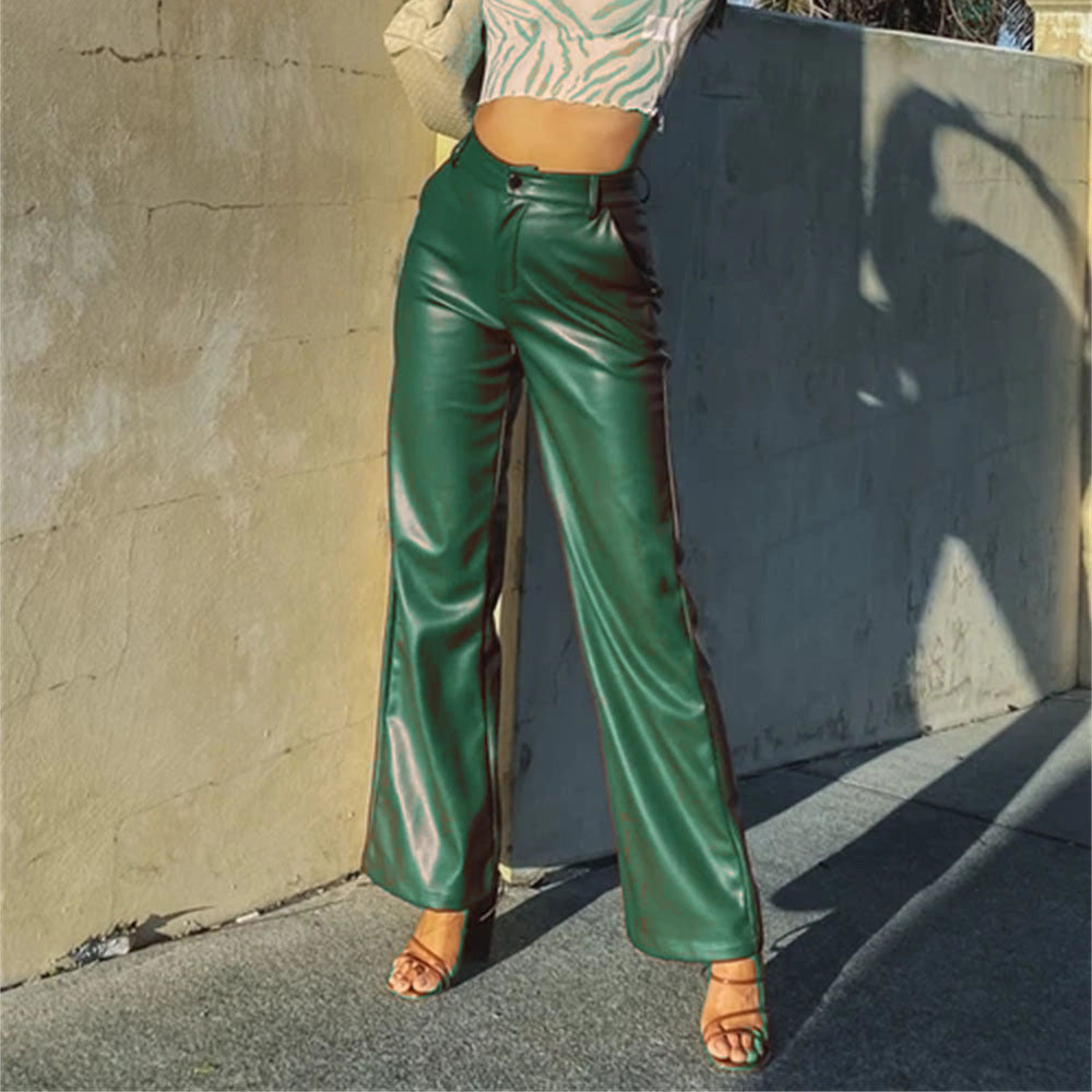 New Women's Leather Fashion High Elastic Pants