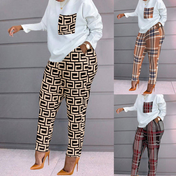 Women's Fashion Printed Long Sleeve Large Loose Suits