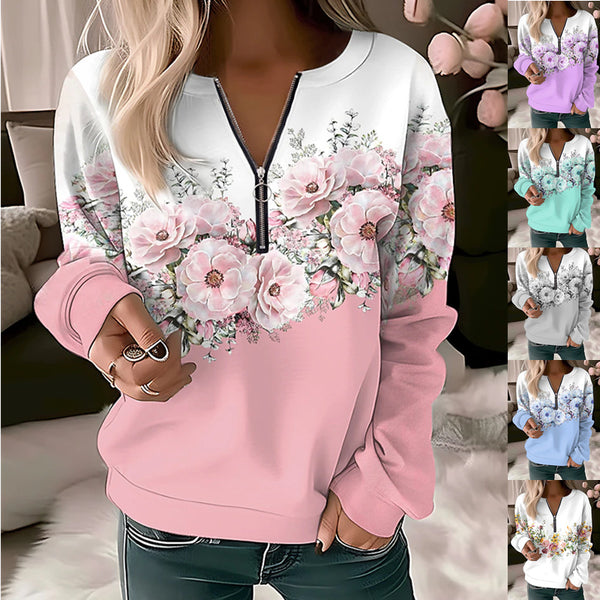 Women's Popular Printed Long Sleeve Pullover Loose Sweaters