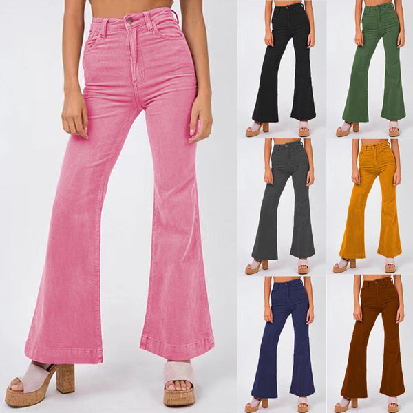 Women's Autumn Corduroy Bell-bottom Wide Leg Street Pants